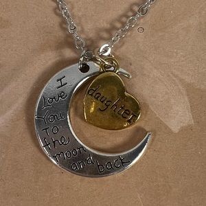 Two Tone Love To The Moon And Back Daughter Necklace